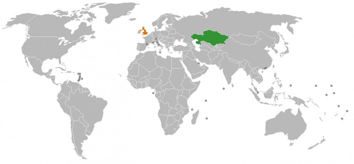 哈萨克斯坦位于世界地图