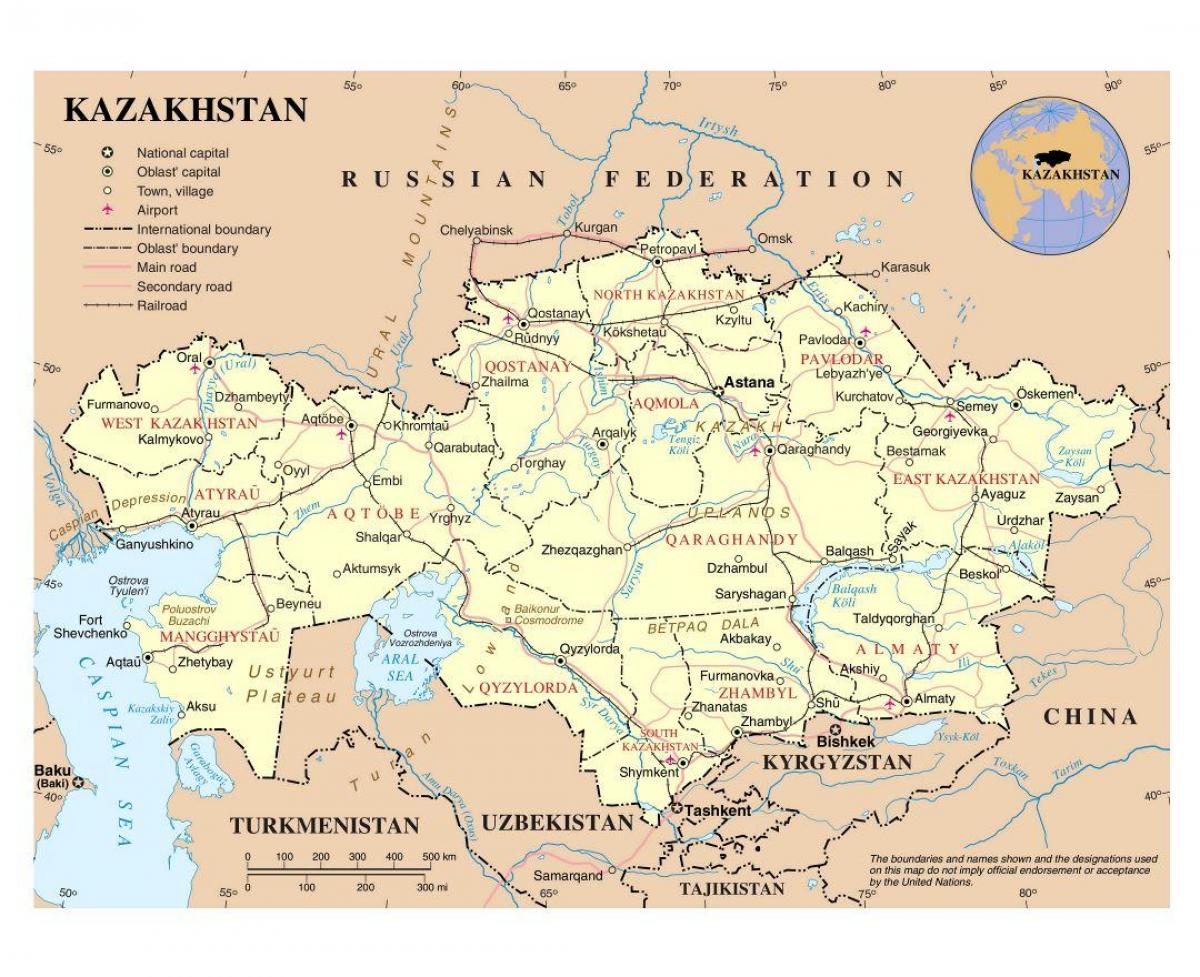 地图，哈萨克斯坦机场