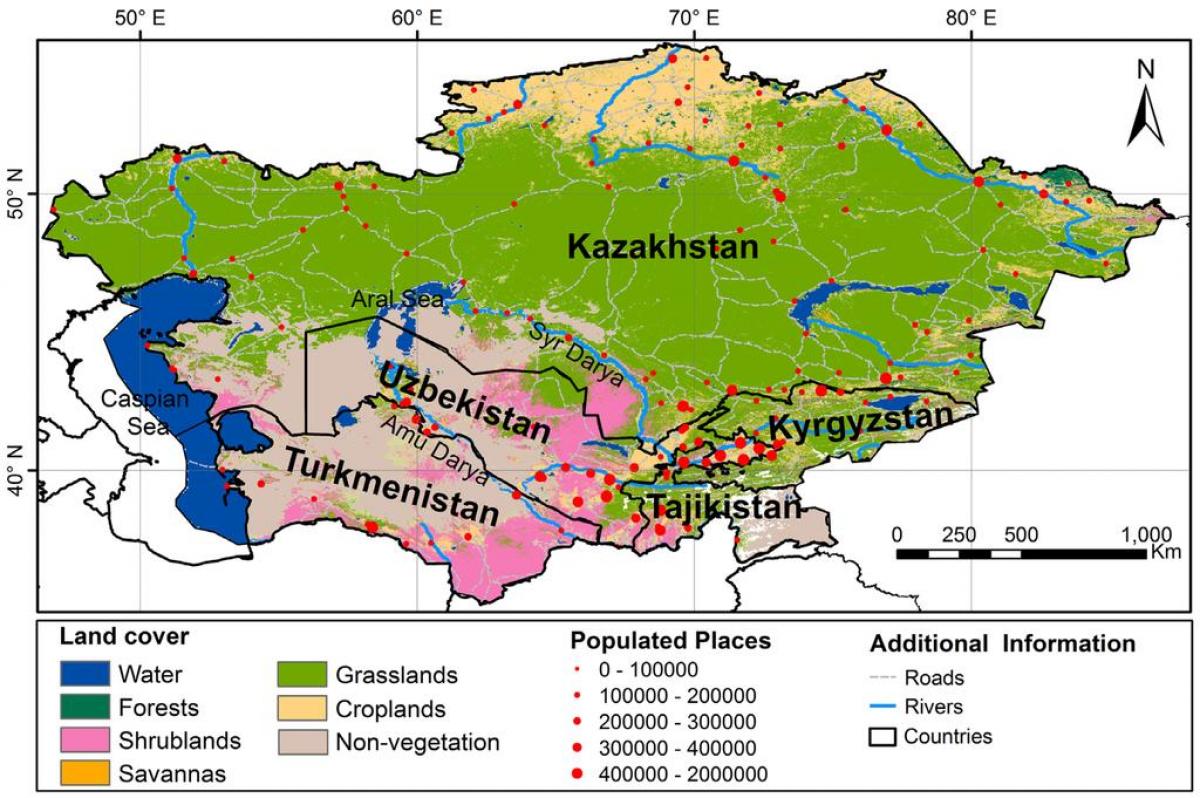 地图，哈萨克斯坦气候