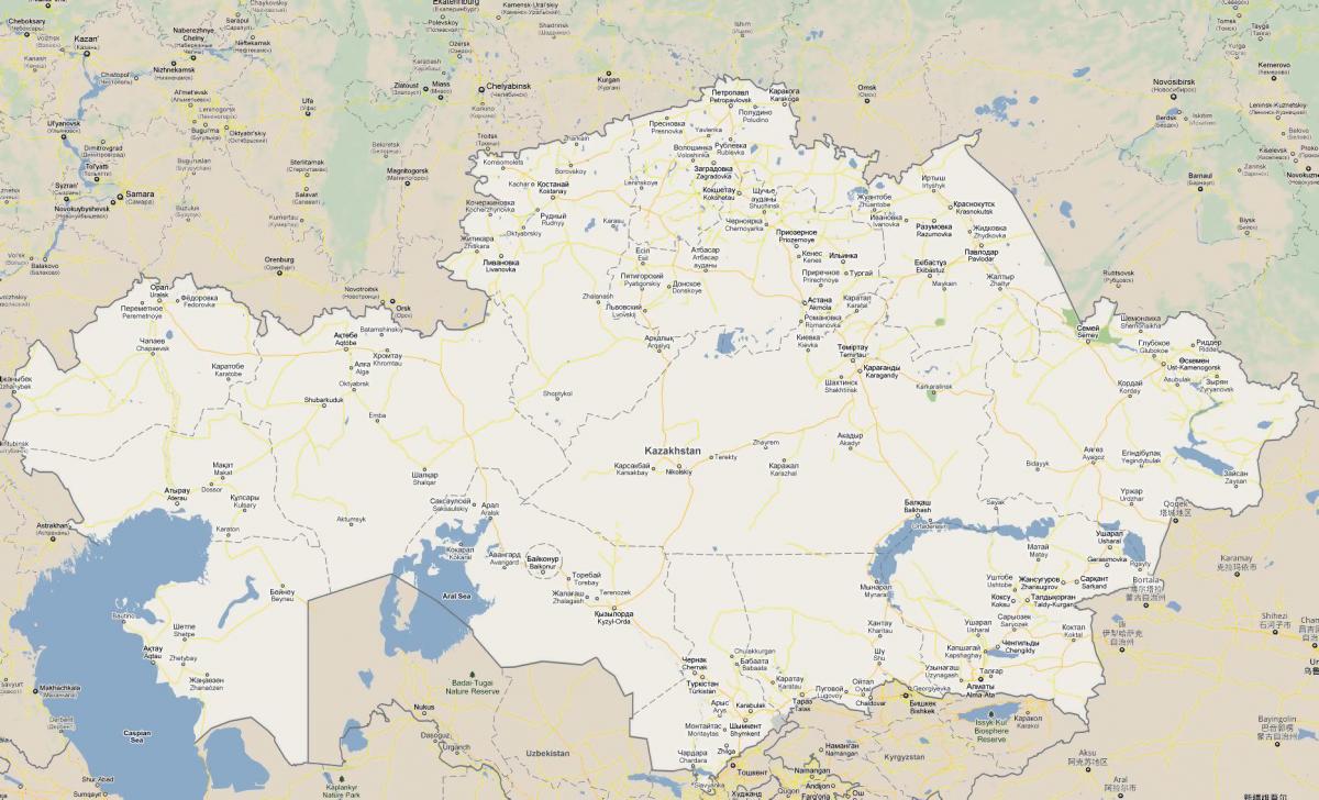 地图，哈萨克斯坦的道路