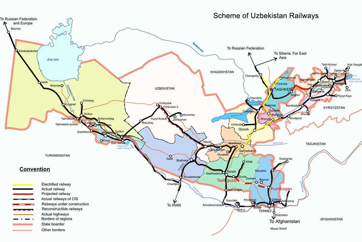 哈萨克斯坦的火车的地图