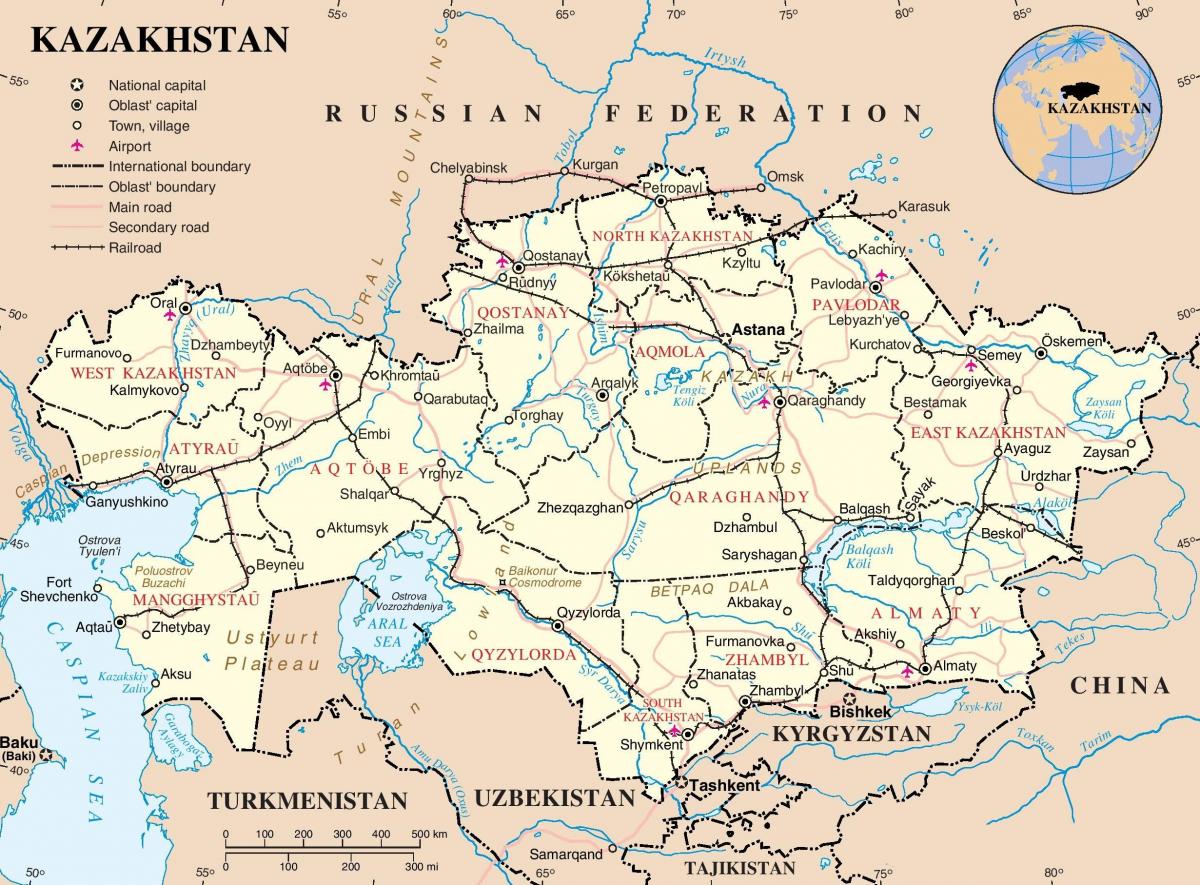 哈萨克斯坦国家地图