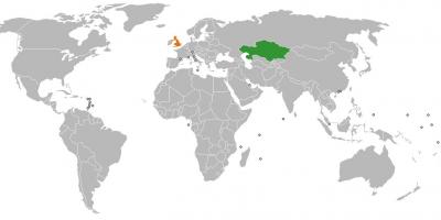 哈萨克斯坦位于世界地图