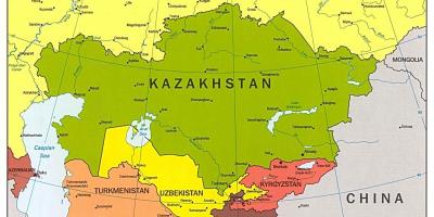 地图，哈萨克斯坦的亚洲地图