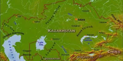 地图，哈萨克斯坦的物理